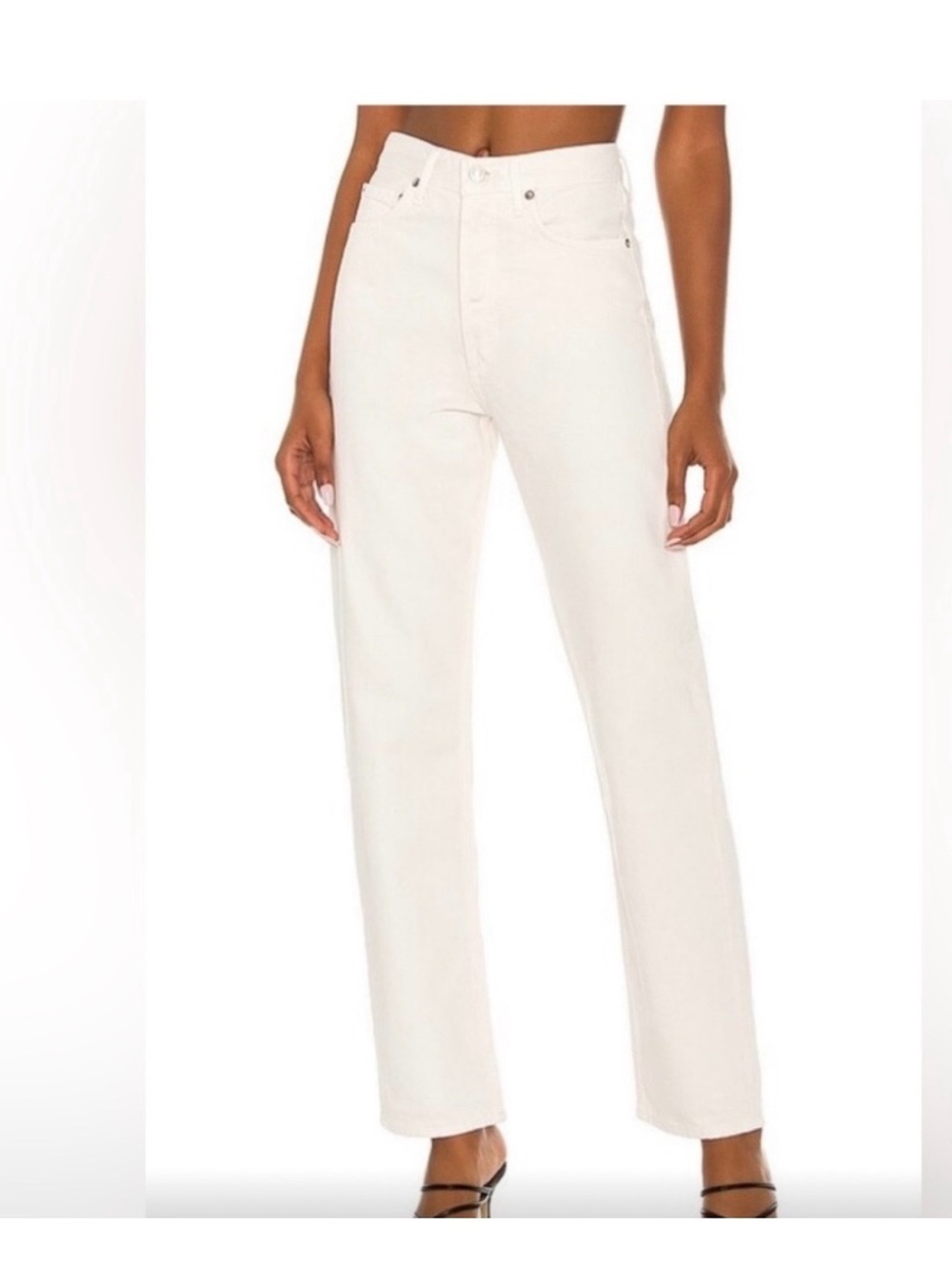 AGOLDE 90's pinch waist High-Rise Straight Leg Jeans in Cream